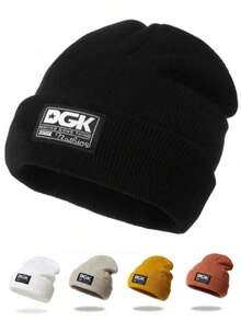 Men's Winter Warm Fabric Label Knit Hat Unisex Beanie Suitable For Outdoor Skiing - Letter - View 3