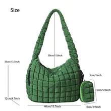 18'' Large Quilted Puffer Bag With Pouch For Women Large Puffer Tote Bag & Quilted Makeup Bag Quilted Hobo Lightweight Padding Puff Purse Tote Bag Soft Padding Hobo Shoulder Handbag  Carryall Bag Lightweight For Women Everyday Work Travel - 2 trong 1 màu tím - Xem 9