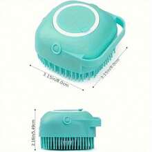 1pc Pet Shampoo Brush Set: A Dual-Sided Grooming Featuring Soft Silicone Bristles. With Built-In Storage, It's Ideal For Both Dogs And Cats, Making Bath Time A Breeze For Short And Long-Haired Furry Friends Alike - Yellow - View 2