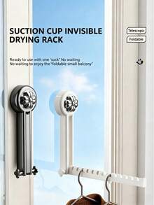 2pcs Multifunctional Suction Cup Storage Rack, Foldable Wall-Mounted Organizer Rack, No Drilling Retractable Hooks, Suitable For Storing Clothes, Laundry Supplies, Accessories And Home Organization. Essential For Summer Travel. Kitchen Accessory - A - View 3