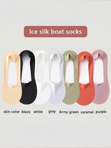 6/7/13 Pairs Random Women's Boat Socks, Thin Low-Cut Invisible Socks, Non-Slip Lining Suitable For Flats And High Heels - Multicolor - View 3