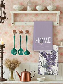 2 Pcs Purple Lavender & Butterfly Pattern Kitchen Towels Rustic Cottage Style Dish Towels Can Be Used In Kitchen Drying Hand Towels Tea Towels Suitable For Farmhouse Kitchen Home Indoor Dish Drying - Mauve Purple - View 3