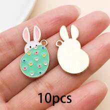 10/20Pcs Easter Enamel Charms Bulk, Colorful Bunny & Egg Pendants For Jewelry Making, DIY Bracelet Necklace Keychain Supplies - Multicolor - View 13