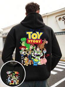 This Disney Men's Casual Hoodie Features A Group Photo Of The Entire Toy Story Cast, Including Iconic Characters Like Woody, Buzz Lightyear, And Hamm, Perfectly Capturing The Film's Joyful Atmosphere. It's A Perfect Choice For Toy Story Fans. - 黑色 - 查看 1