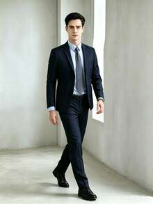 Men's Suits Are Suitable For Various Occasions, Such As Job Interviews, Business Events, And Weddings. - 藏蓝色 - 查看 3