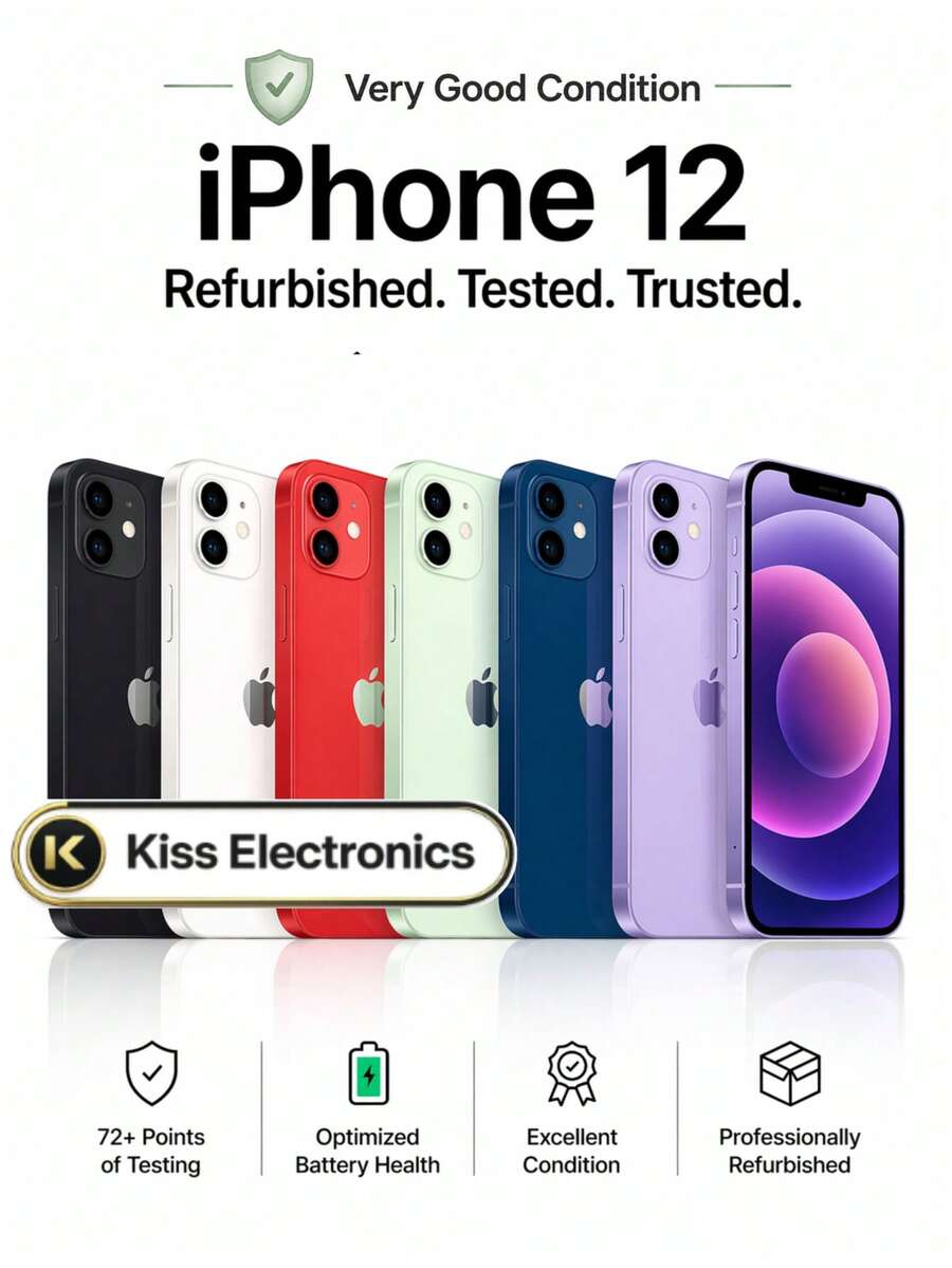 Apple IPhone 12 - Fully Unlocked Very Good - Grade B Condition Refurbished - Black - View 1