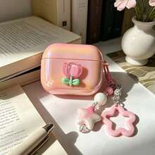 Floral Pink Shiny Shell With Star Pendant, Protective Case Compatible With Apple Charging Case, Scratch-Resistant And Anti-Drop - Multicolor - View 17