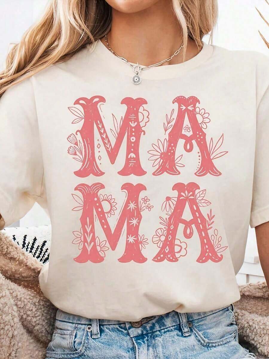 1 Piece Funny Bread Baking T-Shirt "Mama Makes Urdough Bread", "Urdough Starter" Sweatshirt, Gift For Baker Mom, Baker Joke T-Shirt, Gift For Mom, 180g 100% Cotton - 白色 8 - 查看 1