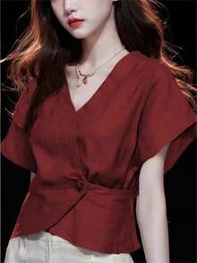 Women Tops - Burgundy - View 3