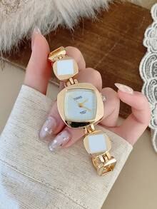 1pc New Fashion Women's Watch, Elegant Triangular Dial, Business Quartz Watch, Suitable For Daily Life, Parties And Banquets - Gold - View 2