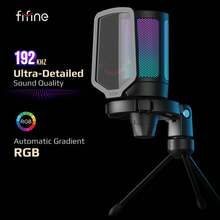 Mikrofon USB Gaming AmpliGame untuk PC, dengan Fitur Mute Cepat, Indikator RGB, Dudukan Tripod, Peredam Kebisingan, Dudukan Anti Guncangan, Kontrol Gain, Cocok untuk Streaming, Discord, Twitch, Podcast, dan Video - FIFINE A6V - Hitam - View 3