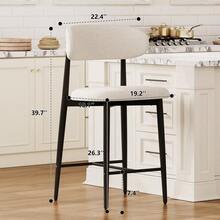 Beige 2 Pack Upholstered Counter Height Bar Stools, Modern Metal Leg Bar Chairs Suitable For Kitchen Island And Dining Room - 2pcs Beige Seat+ Black Metal Leg - View 5