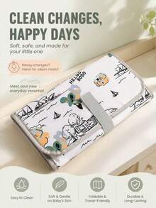 1pc Foldable Portable Baby Diaper Changing Pad, Multifunctional Diaper Changing Station - Multicolor - View 5