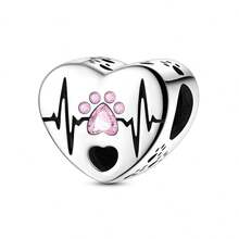 1 Pc Silver Color Shining Zirconia Vintage Warm Sisters Family Cat Paw Print Heart Charm Fit Original Bracelet Necklace Pendant Beads For Diy Jewelry Making Ideal Choice For Women'S Daily Jewelry Accessories-Birthday Jewelry Gift - Silver - View 26
