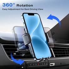 汽車出風口手機支架，附金屬掛鉤夾，360°旋轉，一觸式釋放，超穩定設計，相容 iPhone 17 Pro Max 及所有智慧型手機，耐用汽車配件 - A - 查看 4