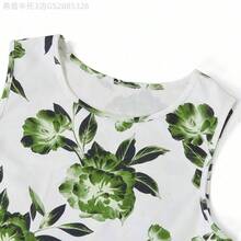 Yunuo Menswear  2 piezas - Vestido ajustado con estampado floral elegante y cárdigan de punto de manga media rosa para mujer, adecuado para citas, ir al trabajo, uso diario. Conjuntos de ropa verde para mujer, conjunto de vestido floral de color verde salvia, ropa de mujer para otoño, atuendos de maestra, conjuntos de salón para mujer, ropa de mujer para otoño - Verde Oscuro - Ver 5