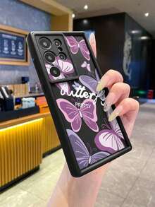 1 Piece Shockproof, Waterproof And Scratch Resistant Phone Case With Lens Protection, Pink Graffiti Butterfly And Black  Design, Compatible With Apple///, International Version, Not The Domestic Version - 2 - 查看 2