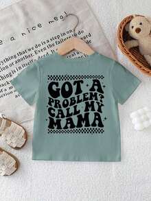 Short-Sleeved T-Shirt With Minimalist Print Of Shamrock,  Face, Checks And Lettering, Suitable For St. Patrick's Day, Spring/Summer, For Toddlers - 薄荷綠 - 查看 2