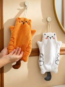 2pcs/1pc Cute Cat Hanging Hand Towel, Highly Absorbent, Easy To Clean, Suitable For Kitchen And Bathroom, Creative Decorative Towel, Cute Home Gift - Multicolor - View 1