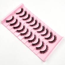10 pares de pestañas postizas 3D de visón sintético, suaves, ligeras, naturales, desordenadas, cruzadas, esponjosas, reutilizables para maquillaje de ojos - Negro - Ver 4