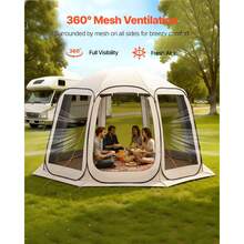 Screen House Tent, 12 X 11 Ft, 10-12 Person Pop Up Screen Tent, Portable Screened In Canopy With Carry Bag, Netting Sides, Ground Stakes, For Garden, Patio, Backyard, Outdoor Activities, Beige - 12 X 11 Ft, 10-12 Person - View 8