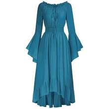 Girls Vintage Solid Color Lace Collar Long Sleeve Dress Gothic Minimalism Elastic Waist Irregular Hem A Line Fashion Princess Mini Dresses For Teen - Black - View 9