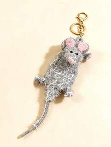 A Hand Woven Yarn, Dried Mouse, Ugly And Cute Abstract Hanging Accessory, Creative Backpack, Keychain, Pendant, Funny Gift - Gold - View 8
