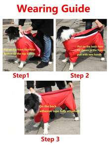 1pc Blue Large Dog Raincoat Poncho - Blue - View 8