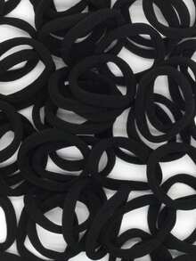 300/200/100/10pcs Black High Elasticity Hair Ties, High Elasticity Seamless Hair Ropes, Soft Hair Ties, Suitable For Daily Styling, Back To School, Halloween, Soft And Fluffy, College Dorm Essential, Camping Essential, Holiday Essential, Summer. - Black - View 15