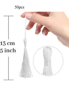 20/50/100pcs White Mini Tassels 13cm/5in Long With Loop, Suitable For Bookmarks, Jewelry Making, DIY Projects - 13cm White - View 8