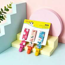 ZooTime 3pcs/Set Cartoon Baby Pacifier Clips, Cute Printed Pacifier Holder, Anti-Lost Design, Strong Clamp, Portable For Outings, Newborn Essential, Pacifier Leash, Baby Feeding Accessories, Multiple Patterns Available - Multicolor - View 11