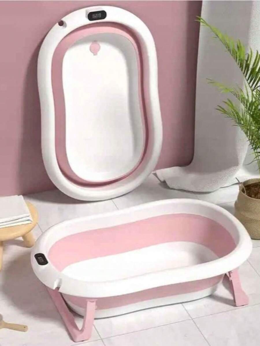 Foldable bath, infants, silicone thermometer lcd pillow ' Bathtub for pets, cats and dogs bath tub with Thermometer, Cushion & Bath Net' - 淺粉色 - 查看 1