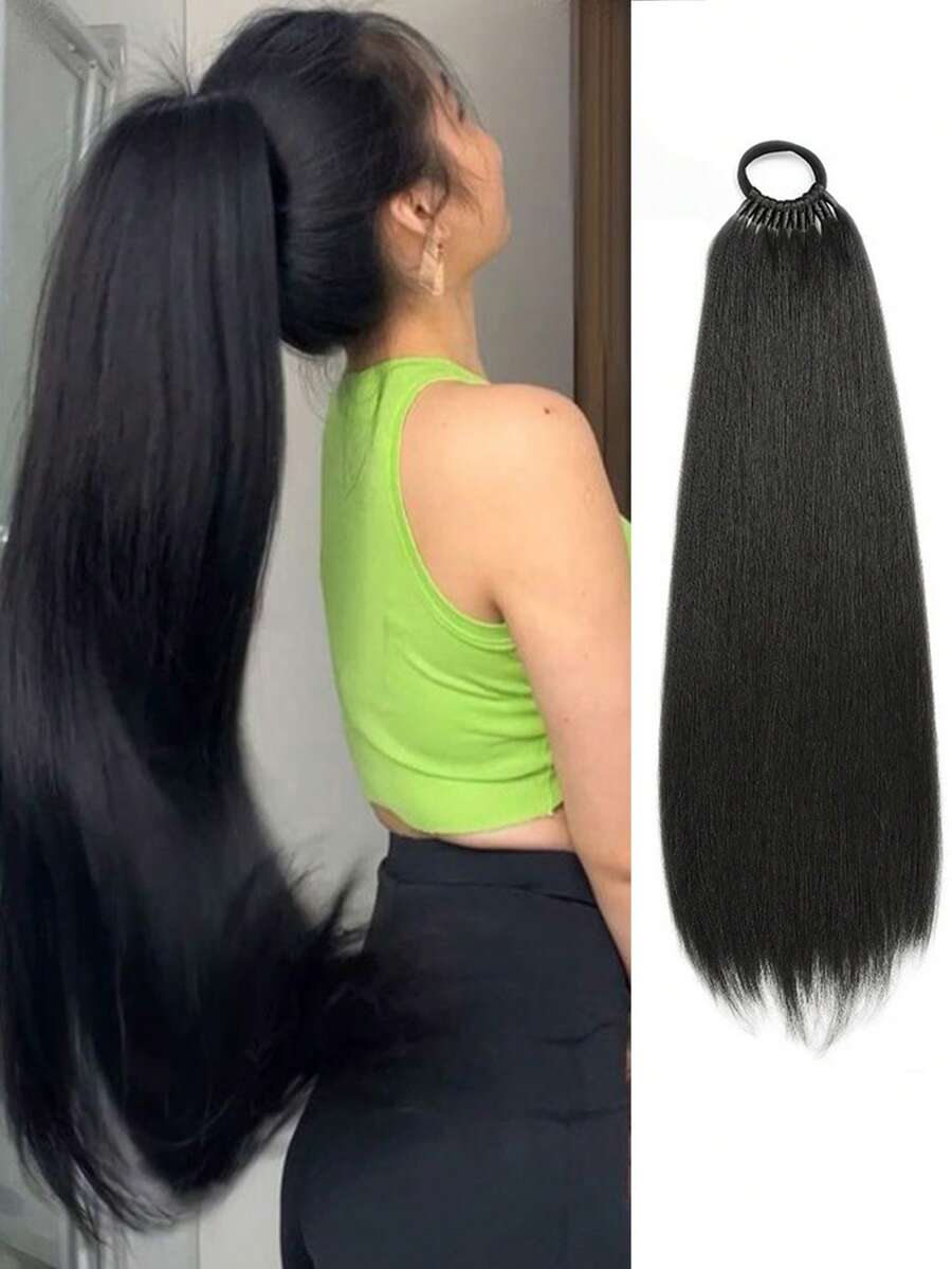 24-Inch Straight Ponytail Extension For Women - Wrap Around, Synthetic ...