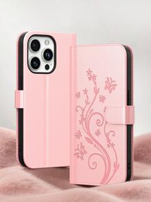 錢包手機殼 適用於 Apple 17 Pro Max，3D 壓花蝴蝶時尚手機殼 適用於 Apple 13、Apple 11 卡槽手機殼，Apple 17 Pro 手機殼 附硬幣卡槽，輕巧實用手機殼 適用於 Galaxy S25 Ultra/S25ultra/A57/A56/A55 系列，翻蓋手機殼 17 附 3D 蝴蝶壓花，多功能時尚手機配件；Honor 手機殼 適用於 Honor 400/400 Pro/400 Lite/Honor 500/500 Pro 附信用卡槽。 - 粉色 - 查看 2