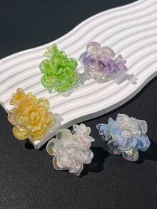 可调节哥特式超大玫瑰戒指，黑/红树脂材质，朋克暗黑风格饰品，适合时尚派对 - 多色B - 查看 2