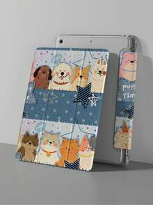 1个蓝色牛仔布拼接猫狗图案保护套，适用于iPad 9代10.2英寸、Air 5/4/3、Mini 7、Pro 11、Mini 5，带笔槽，2022-2025款 - 彩色 - 查看 5