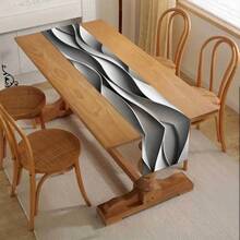 Elegant And Refined Silver Gray Table Runner, Abstract Wave Pattern, Modern Minimalist Style, Suitable For Kitchen, Dining Table Decor, Indoor And Outdoor Home Party Decoration - Gray 2 - View 6