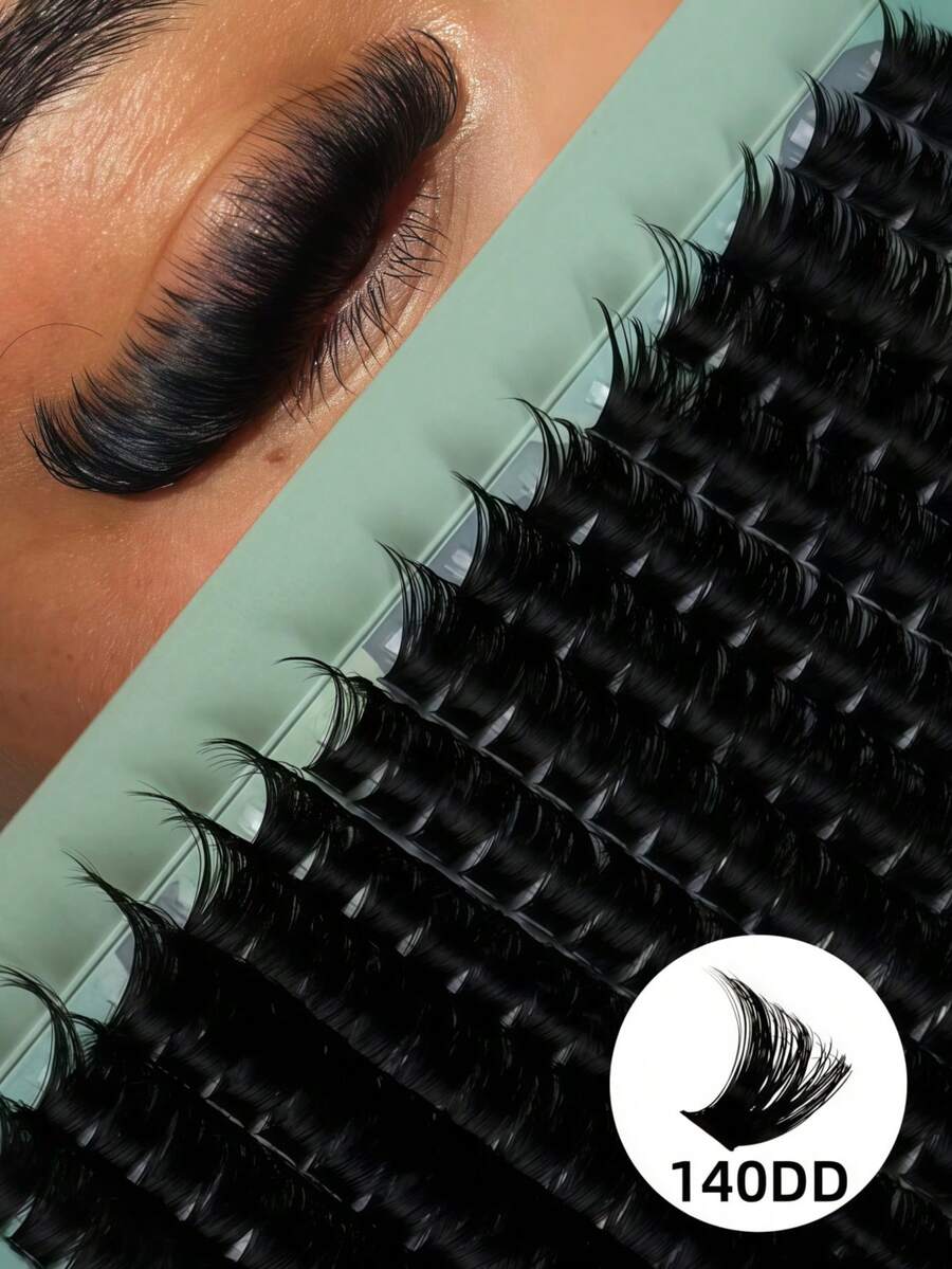 196PCS 140DD Thick Eyelashes DD Curl Volume Lash Clusters 10-16mm Dramatic Volume Lashes Cluster Eyelash Extensions DIY Lash Cluster For Beginners - DD - View 1
