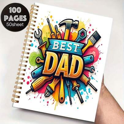 Sổ tay lò xo A5 100 trang với họa tiết "Best Dad", quà tặng Ngày của Cha cho nam giới, phù hợp cho chuyên gia, sinh viên và sử dụng văn phòng, lựa chọn quà tặng hoàn hảo, thiết kế bìa nghệ thuật, đa năng