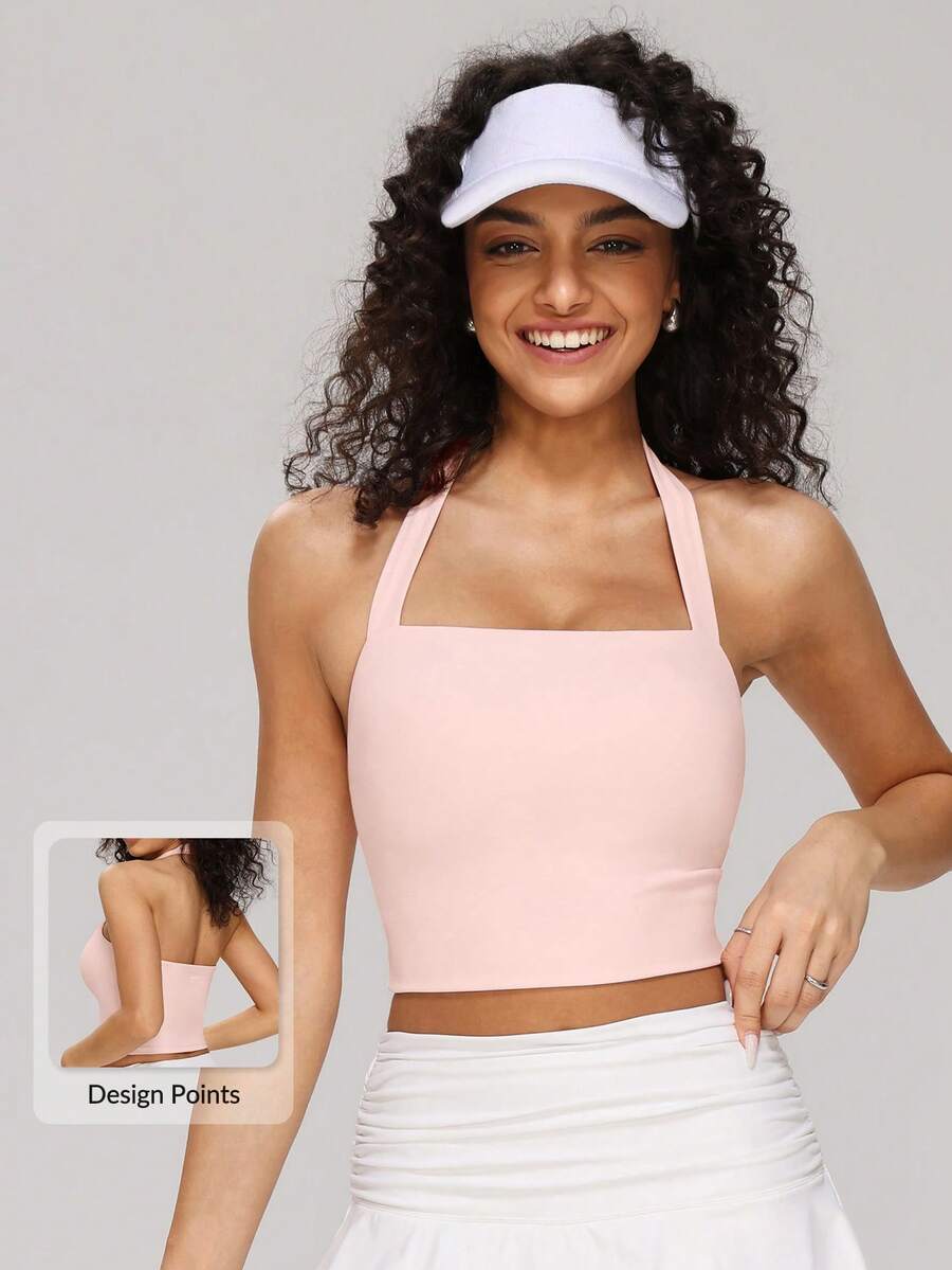 MASKERT Tank Top Olahraga Wanita Model Racerback, Pas dan Nyaman, Cocok untuk Yoga, Kebugaran, Lari, Lompat Tali, Tenis, dan Olahraga Lainnya - Berwarna merah muda - View 1