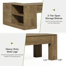 Tribesigns 78.7" L-Shaped Desk With Drawers & Storage Shelves, Modern Executive Computer Desk With Cabinet, Corner Workstation For Home Office - Rustic Brown - View 7