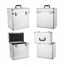 Vinyl Records Carry Storage Case Holder DJ Collection Box Holder - Silver, 7-inch (50 Pcs) - View 2