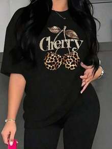 Short-Sleeved T-Shirt With Cherry Print - White - View 7