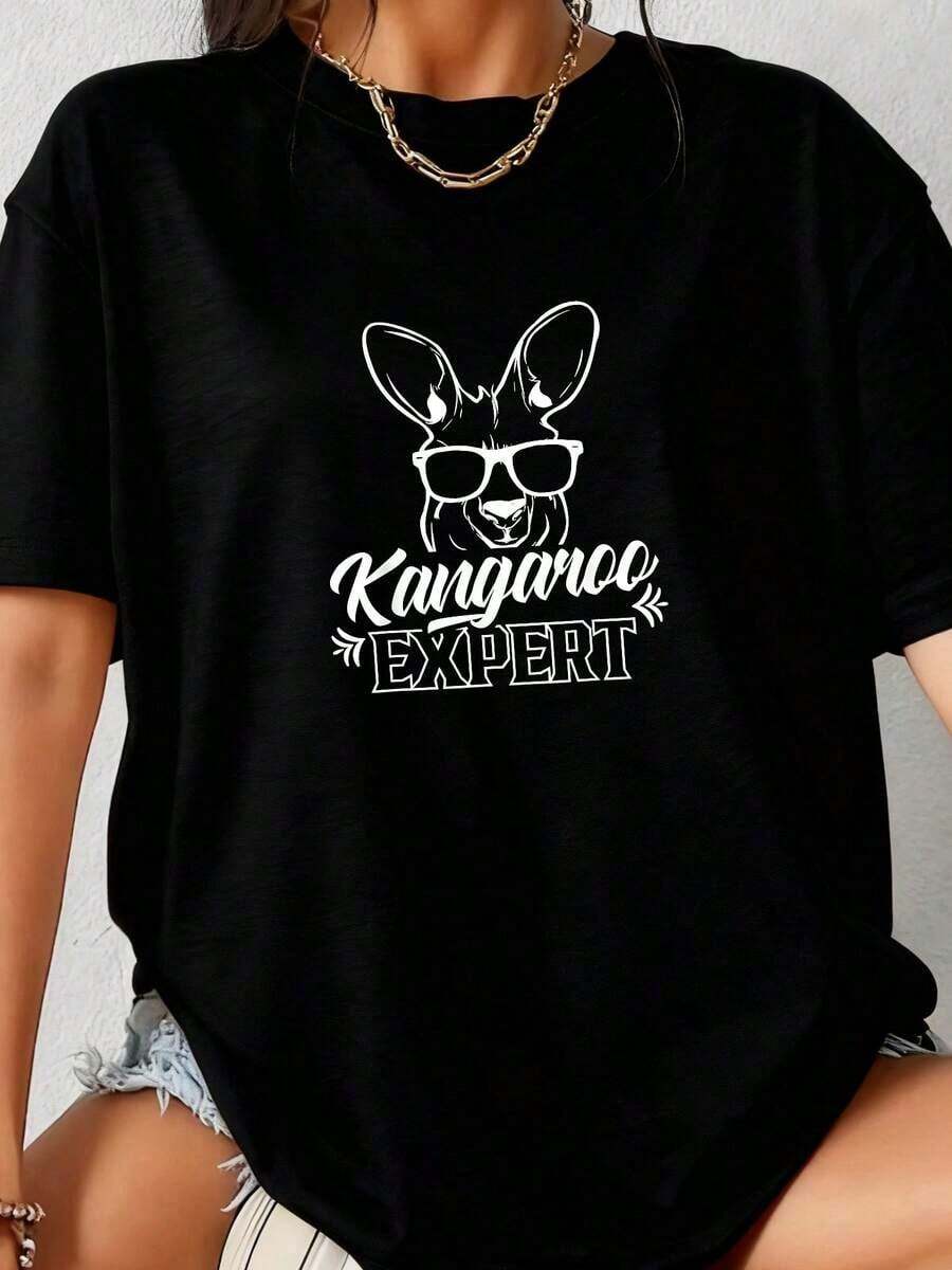 Kangaroo Expert Australia Animal Kangaroos Lover T-Shirt Women's Shirts Women's Clothing Pretty Blouses - 黑色 1 - 查看 1