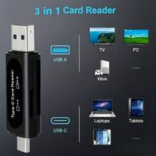 3-In-1 Multi-Function Card Reader, Type-C Card Reader Dual Interface SD/TF Memory Card Adapter, High-Speed Transfer For Smartphone, Computer, Camera - 3-in-1 Card Reader - View 6