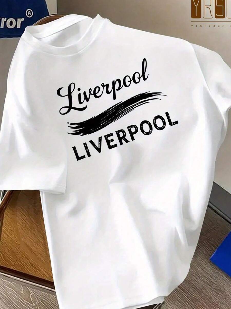 Camiseta de moda para hombre con cuello redondo, estampado creativo de letras y diseño de marca moderno, unisex - deportiva y casual - cómoda y transpirable, adecuada para actividades al aire libre, de manga corta para el verano. - Blanco - Ver 1