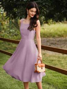 xheVintamour Vestido de mujer elegante y vintage con bolsillos y botones, vestimenta casual para vacaciones de verano, vestidos románticos de verano, vestidos de playa, ropa de los 90, vestidos elegantes de verano, ropa de primavera, vestidos de primavera, vestidos de verano para vacaciones, vestido de playa, vestidos de sol para mujer, vestido azul, vestido de Pascua, ropa de verano para mujer, vestidos para vacacionesxhe - Rosa - Ver 8