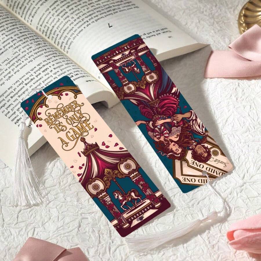 2pcs PET Printed Bookmarks, Exquisite And Beautiful Patterns, Durable And Elegant, Unique Design Suitable For Daily Use Or Collection. The Best Gift For Back To School Season, Whether For Personal Use Or Gifting To Family And Friends, It Is A Unique And Practical Gift Choice, Adding Atmosphere And Fun To Reading Time (Random Color Tassels) - 2PCS - View 1