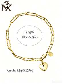SYMFNY 1 chiếc vòng tay mặt dây chuyền hình trái tim tối giản bằng bạc sterling 925, món quà trang sức thanh lịch dành cho phụ nữ, thích hợp làm quà sinh nhật/kỷ niệm. - Vàng - Xem 3