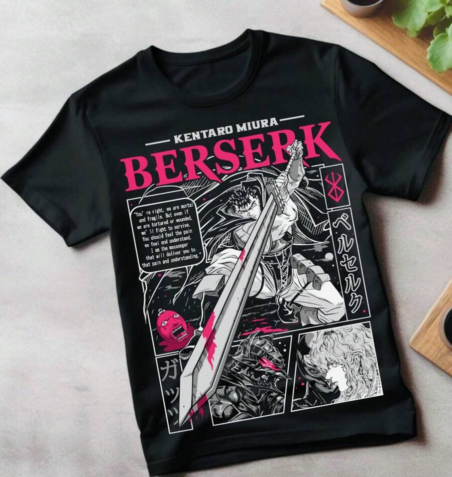 T-Shirt Strip Guts Er Armour Horror Anime Gift Tee Shirt All Size - 黑色 - 查看 1